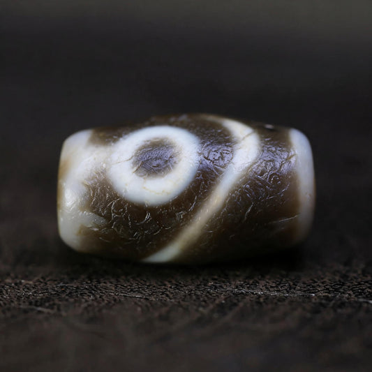 Millennium pure rainbow two-eye Dzi bead collector documentation view 2