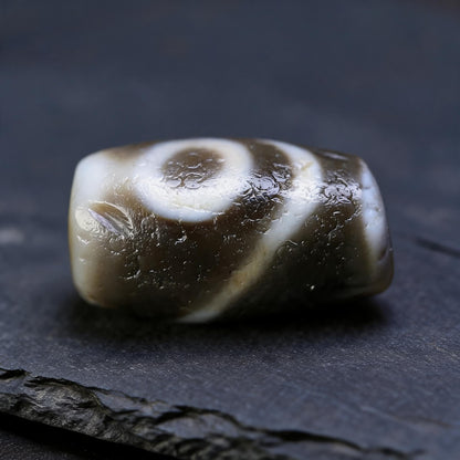 Millennium pure rainbow two-eye Dzi bead collector documentation view 3