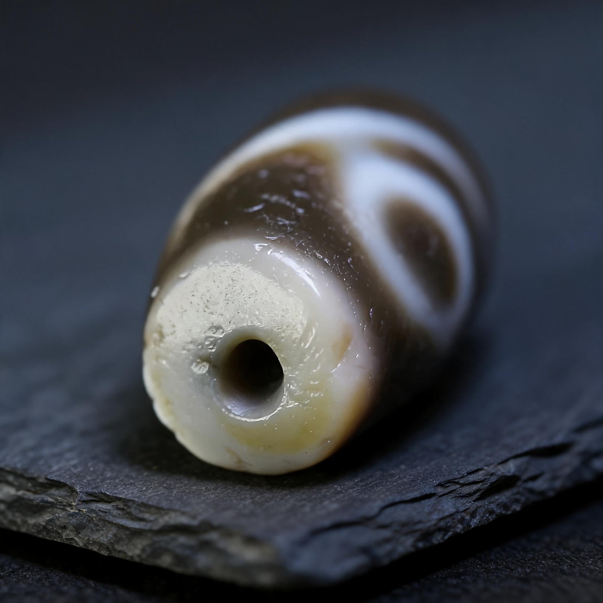 Millennium pure rainbow two-eye Dzi bead collector documentation view 4