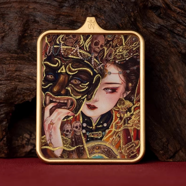 Past Present Hand-Painted Thangka Pendant No. 4