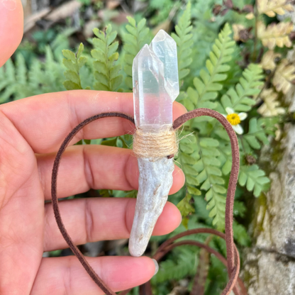 Antler crystal necklace cord and pendant detail