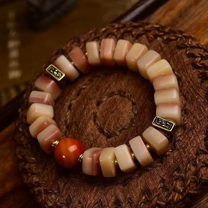 Tibetan style square camel bone bracelet side view
