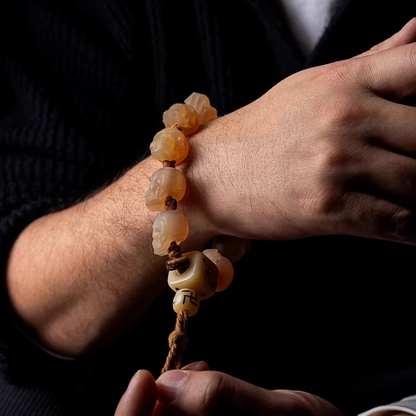 Goat horn prayer beads pendant display view