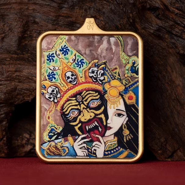 Past Present Hand-Painted Thangka Pendant