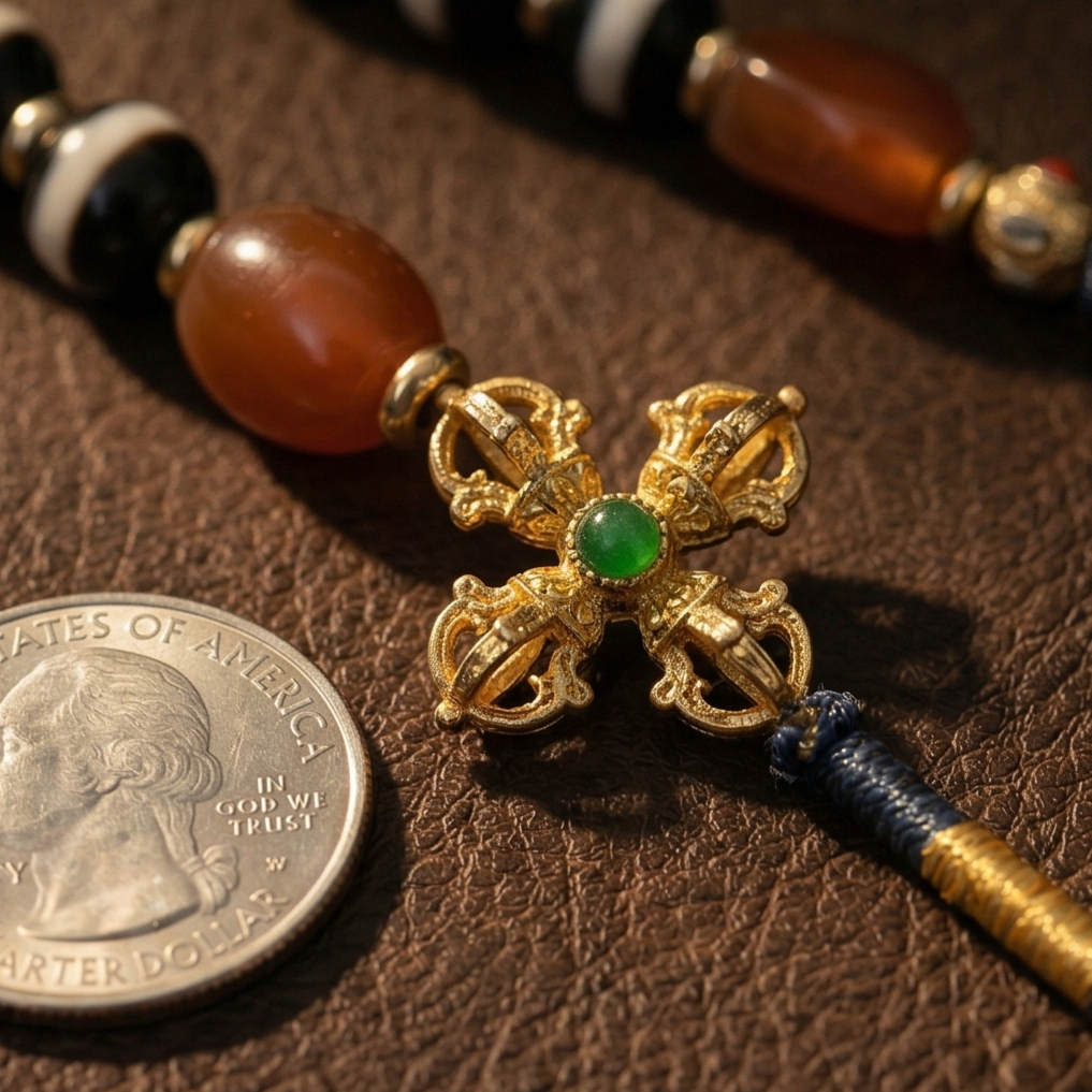Three eye dzi bead close up