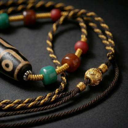 Colored glaze and turquoise style bead detail