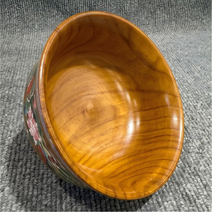 Hand painted green dragon bowl interior view