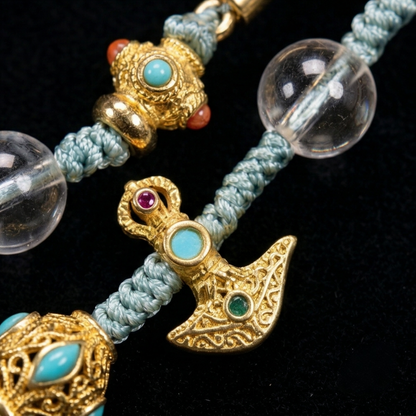 Tiger tooth dzi bead necklace detail