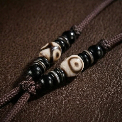 Potala Karma dzi bead necklace display view