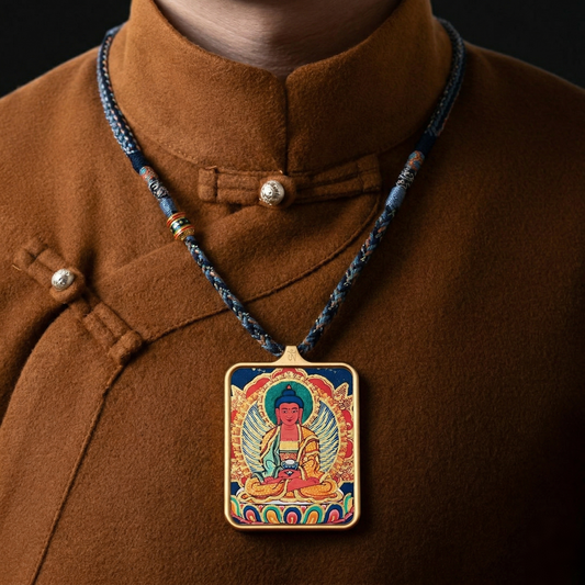 Amitabha thangka pendant side view