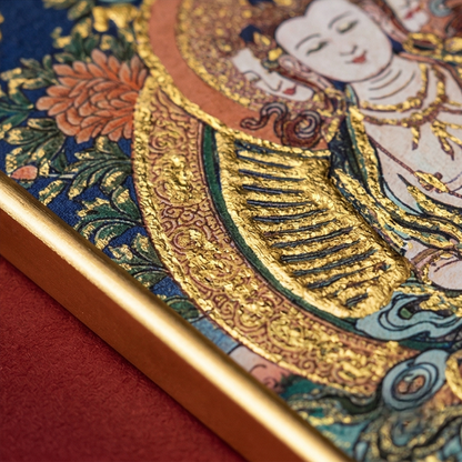 Hand painted Mahavairocana pendant close up