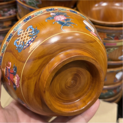 Tibetan inspired auspicious motifs bowl interior view