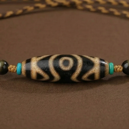 Golden obsidian and amber necklace detail