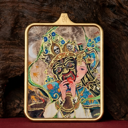 Hand painted thangka pendant No 2 display view