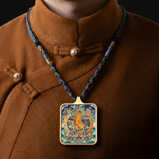 Manjushri thangka pendant side view