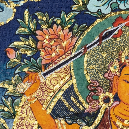 Hand painted Manjushri pendant close up