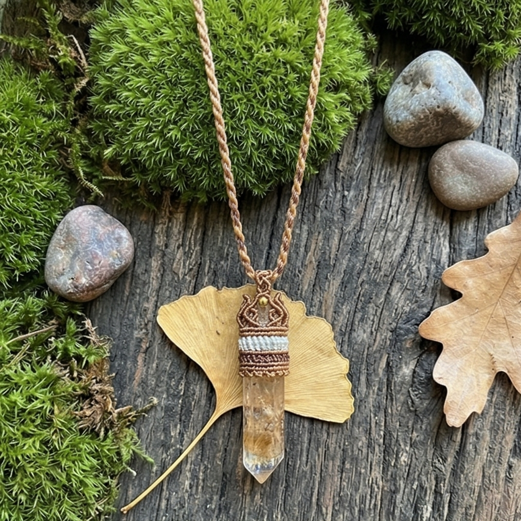 Himalayan golden elestial quartz display view