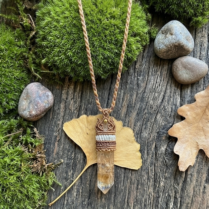 Himalayan golden elestial quartz display view