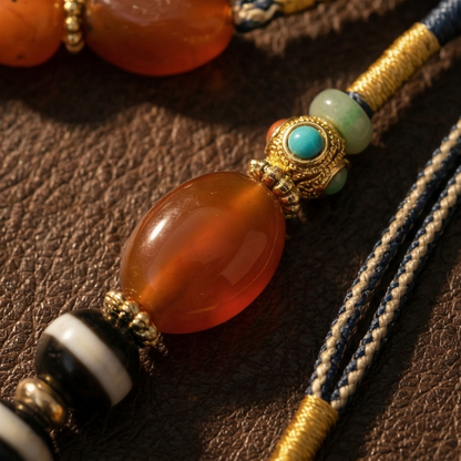 Three eye dzi bead pattern detail