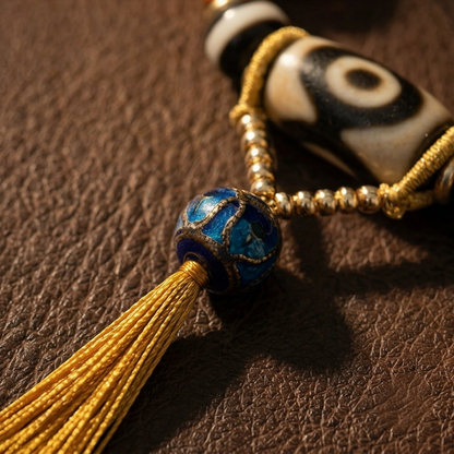 Potala Karma three eye dzi bead display view