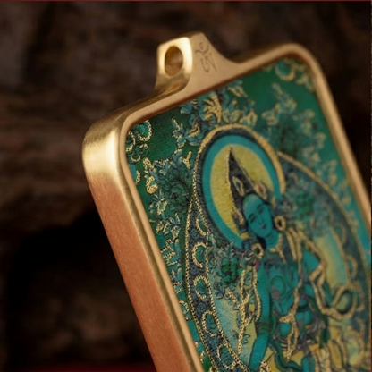 Green Tara pendant frame detail
