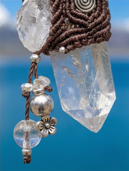 Clear quartz with Tibetan silver detail