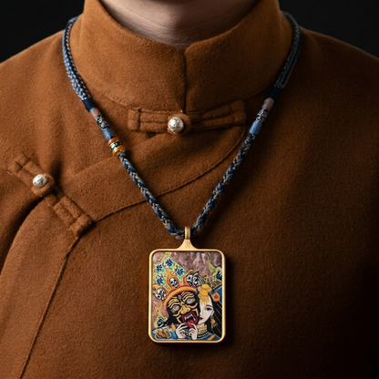 Past Present thangka pendant side view