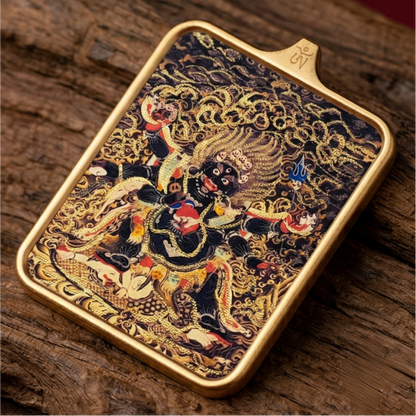 Six Armed Mahakala thangka pendant detail