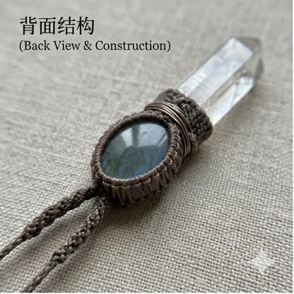Mount Kailash crystal and Nepal sapphire close up