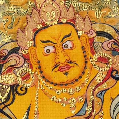 Hand painted Yellow Jambhala pendant close up