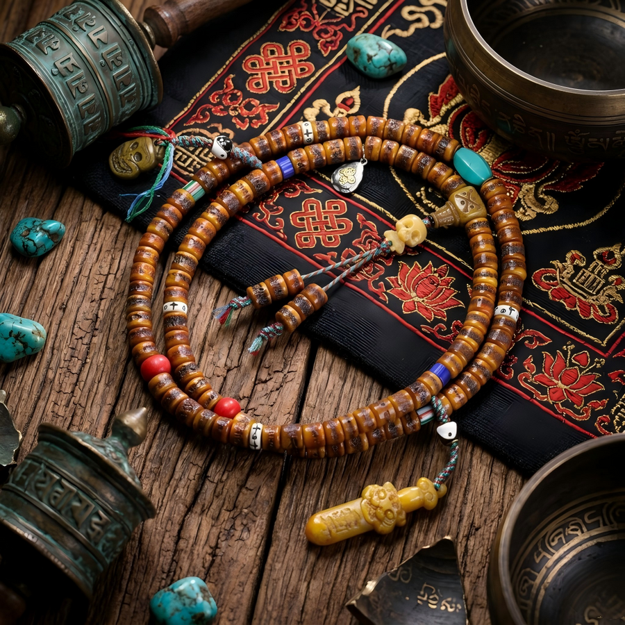Collector grade Tibetan yak bone 108 mala main view