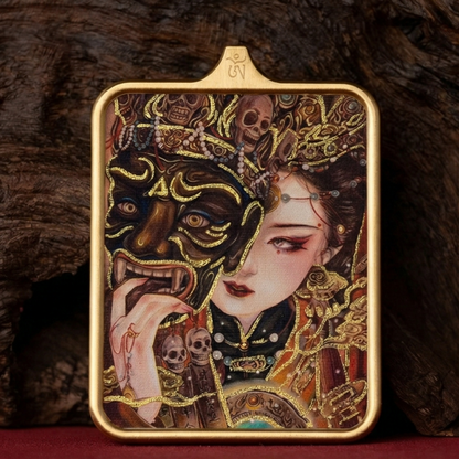 Past Present thangka pendant No 4 detail