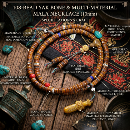Yak bone 108 mala side view