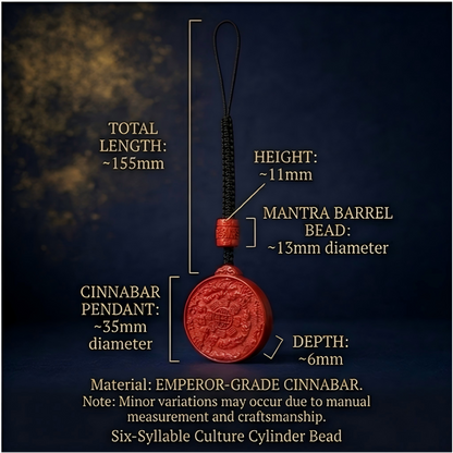 Nine Palaces Bagua cinnabar pendant side view