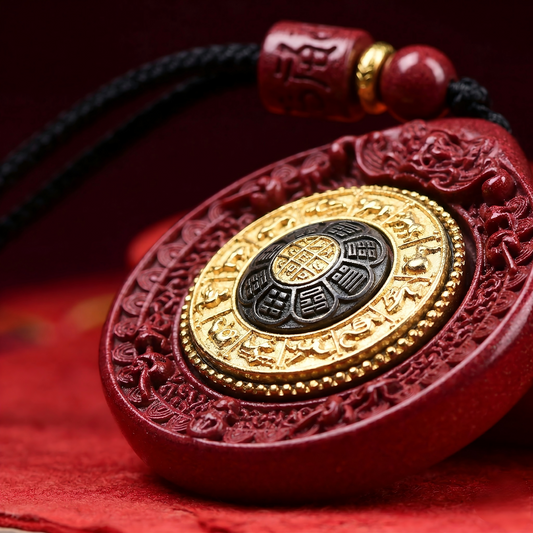 Cinnabar style Nine Palaces pendant side view