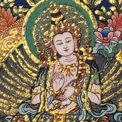 Samantabhadra thangka pendant detail