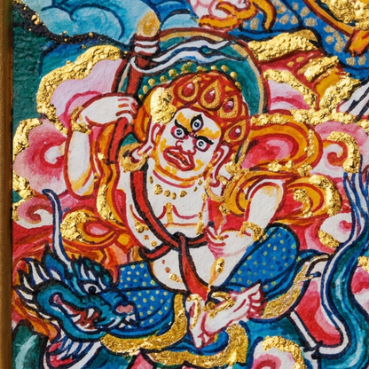 Five Wealth Gods hand painted pendant display view