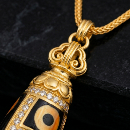 Nine eye dzi bead necklace close up