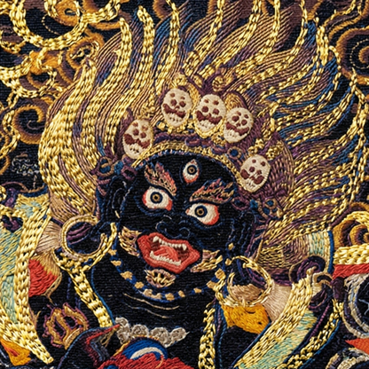 Six Armed Mahakala hand painted pendant display view