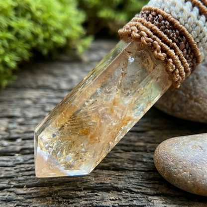 Himalayan golden elestial quartz close up