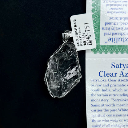 Azeztulite White Crystal Pendant Necklace with Certificate SKU image for No. 751 - 17.1g - Certificate