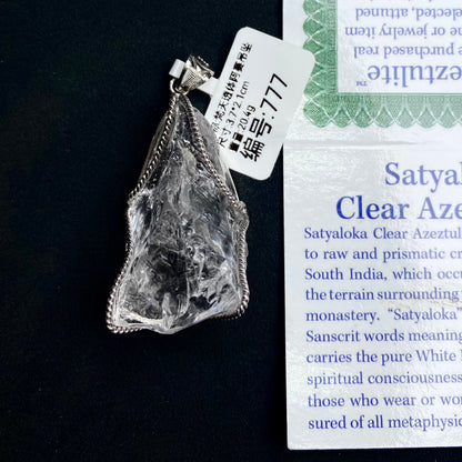 Azeztulite White Crystal Pendant Necklace with Certificate SKU image for No. 777 - 20.4g - Certificate