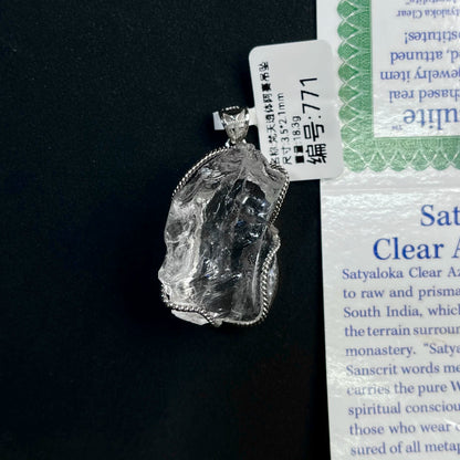 Azeztulite White Crystal Pendant Necklace with Certificate SKU image for No. 771 - 18.3g - Certificate
