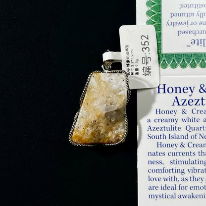 Azeztulite White Crystal Pendant Necklace with Certificate SKU image for No. 352 - Honey Cream - 9.3g - Certificate