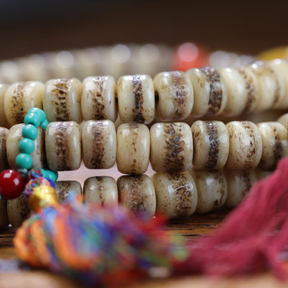 Yak leg bone bead close up