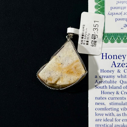 Azeztulite White Crystal Pendant Necklace with Certificate SKU image for No. 351 - Honey Cream - 10.7g - Certificate