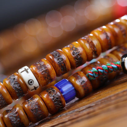 Yak bone mala texture detail