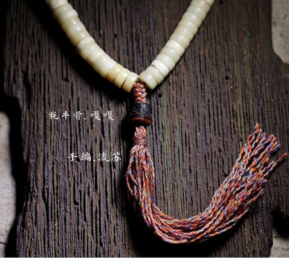 Yak bone and horn mala full view