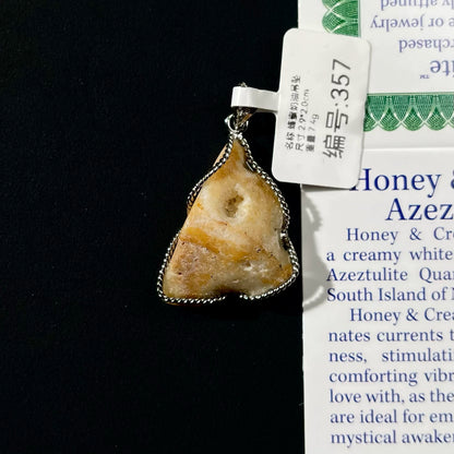 Azeztulite White Crystal Pendant Necklace with Certificate SKU image for No. 357 - Honey Cream - 7.4g - Certificate