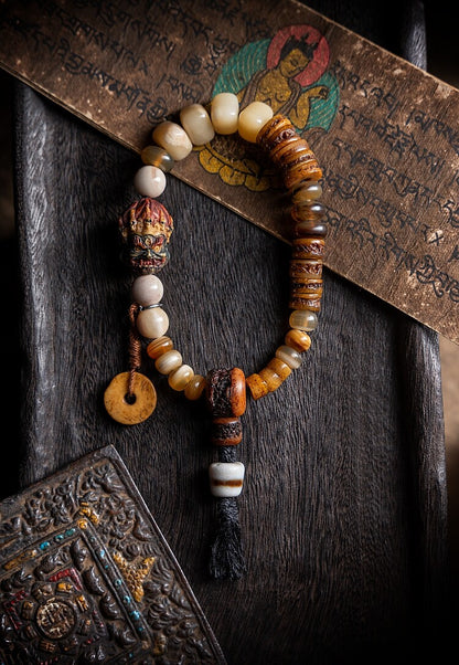 Tibetan inspired Mahakala bracelet detail